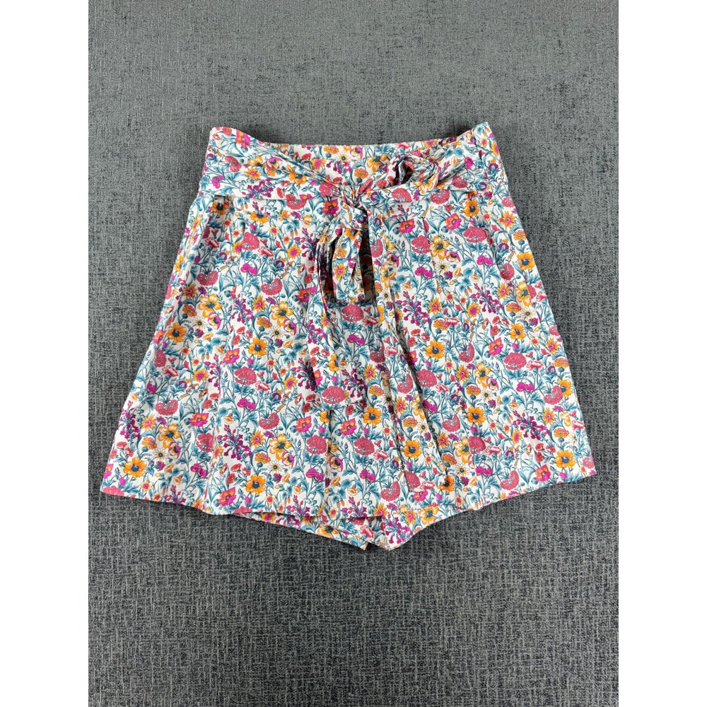 Antonio Melani Floral High Waist Tie Front Shorts Pink Orange Cotton Womens 4